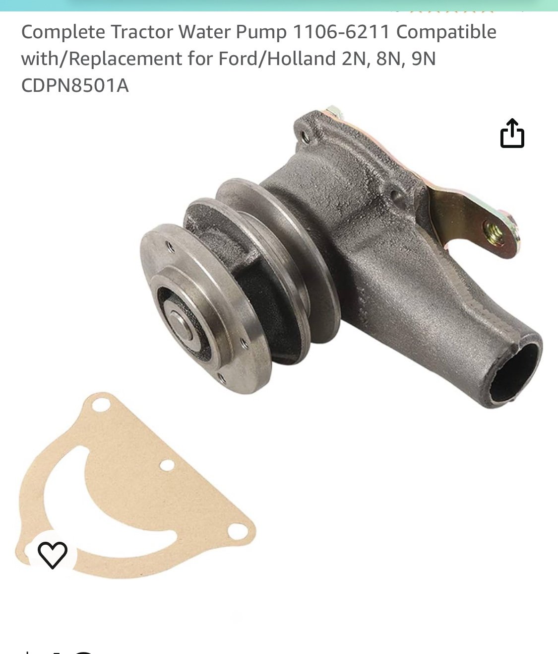 Complete Tractor Water Pump 1106-6211 Compatible with/Replacement for Ford/Holla 6hnlSmke1