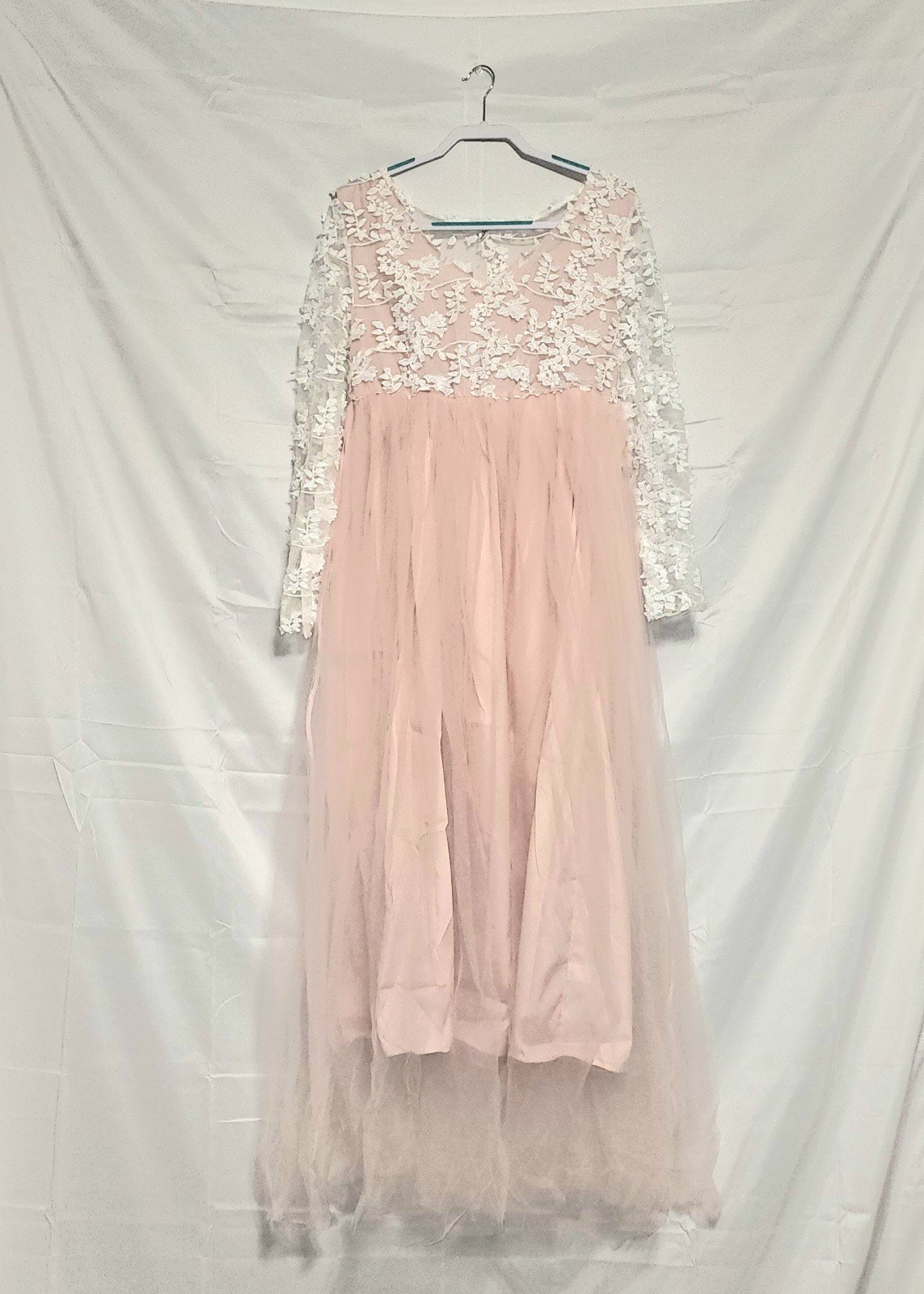 Tulle & Lace Maternity Dress, Pink/White, Size 2X 6xevW