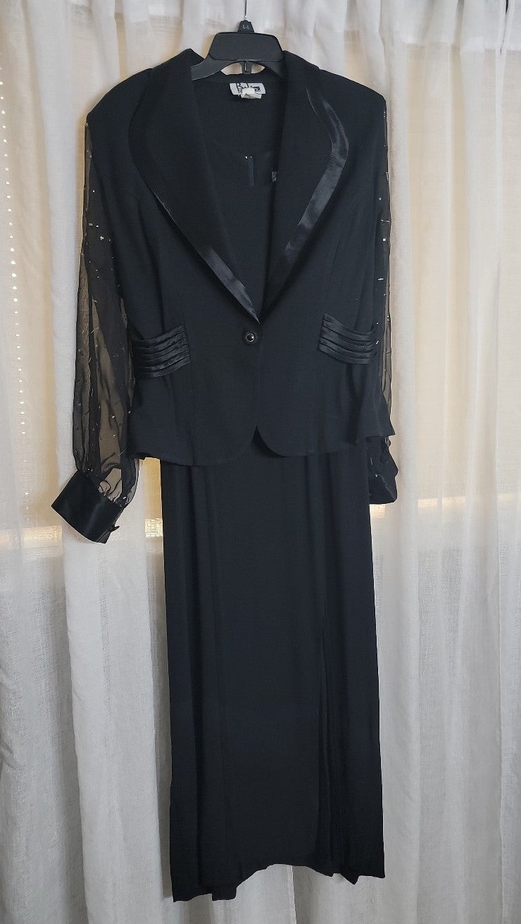Elegant black evening dress with jacket 7oFU2Dyj5