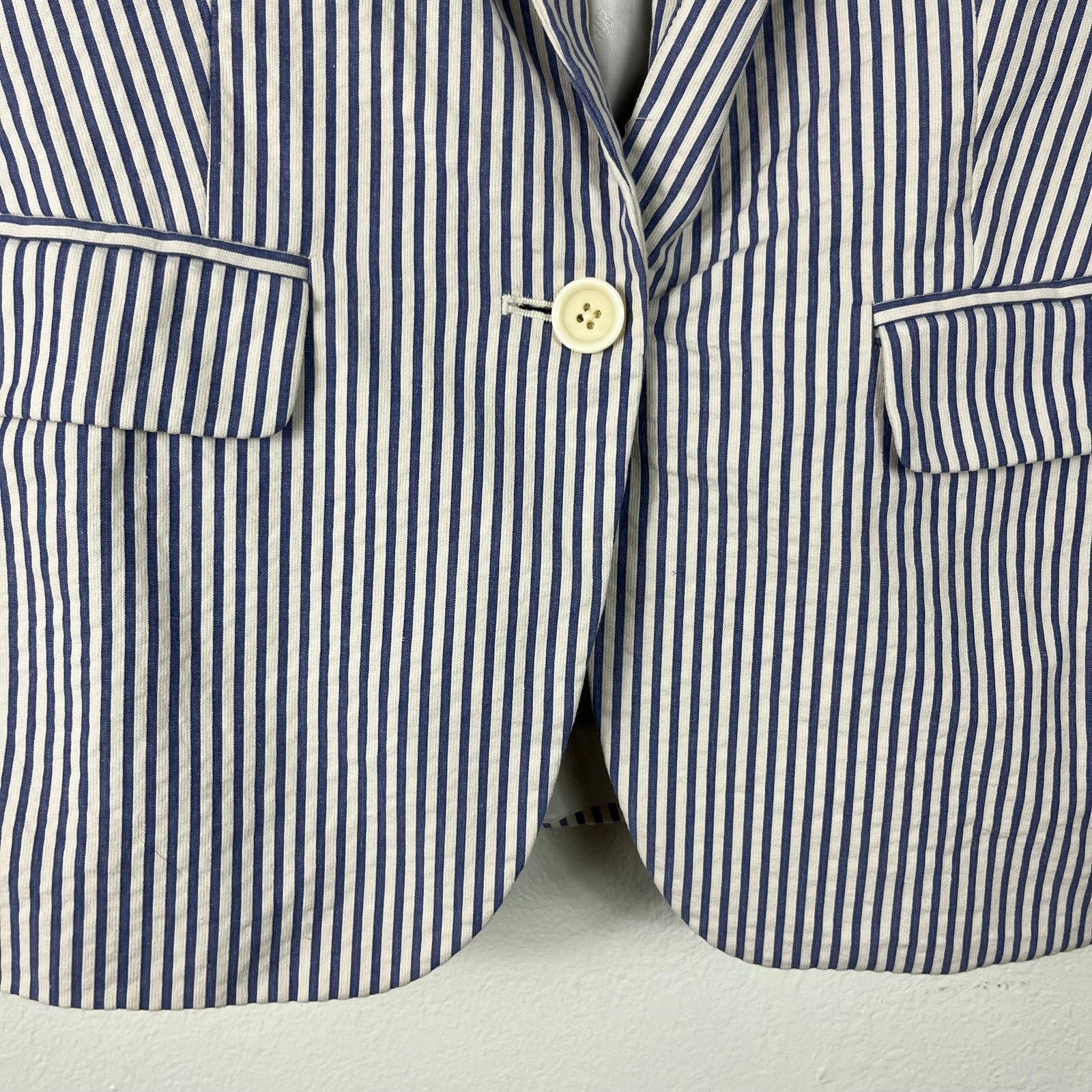 Banana Republic blue white pin stripe blazer Classic fit size 4 seersucker Bo6BvsiFb