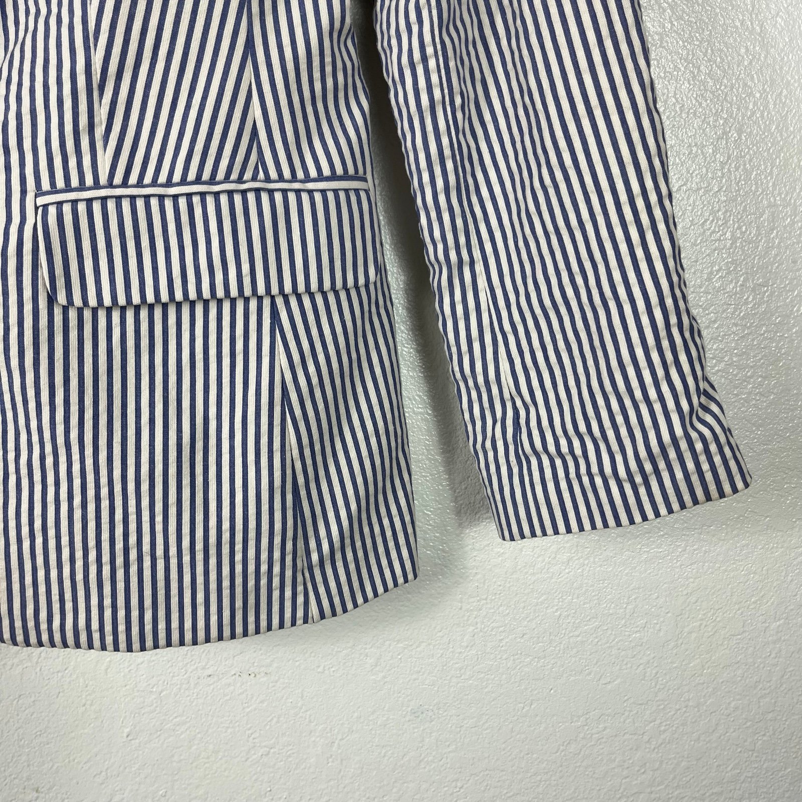 Banana Republic blue white pin stripe blazer Classic fit size 4 seersucker Bo6BvsiFb