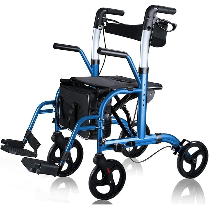 Rollator Walker For Seniors Seat Medical Transport Chair Wheelchair 4JF82q8GT