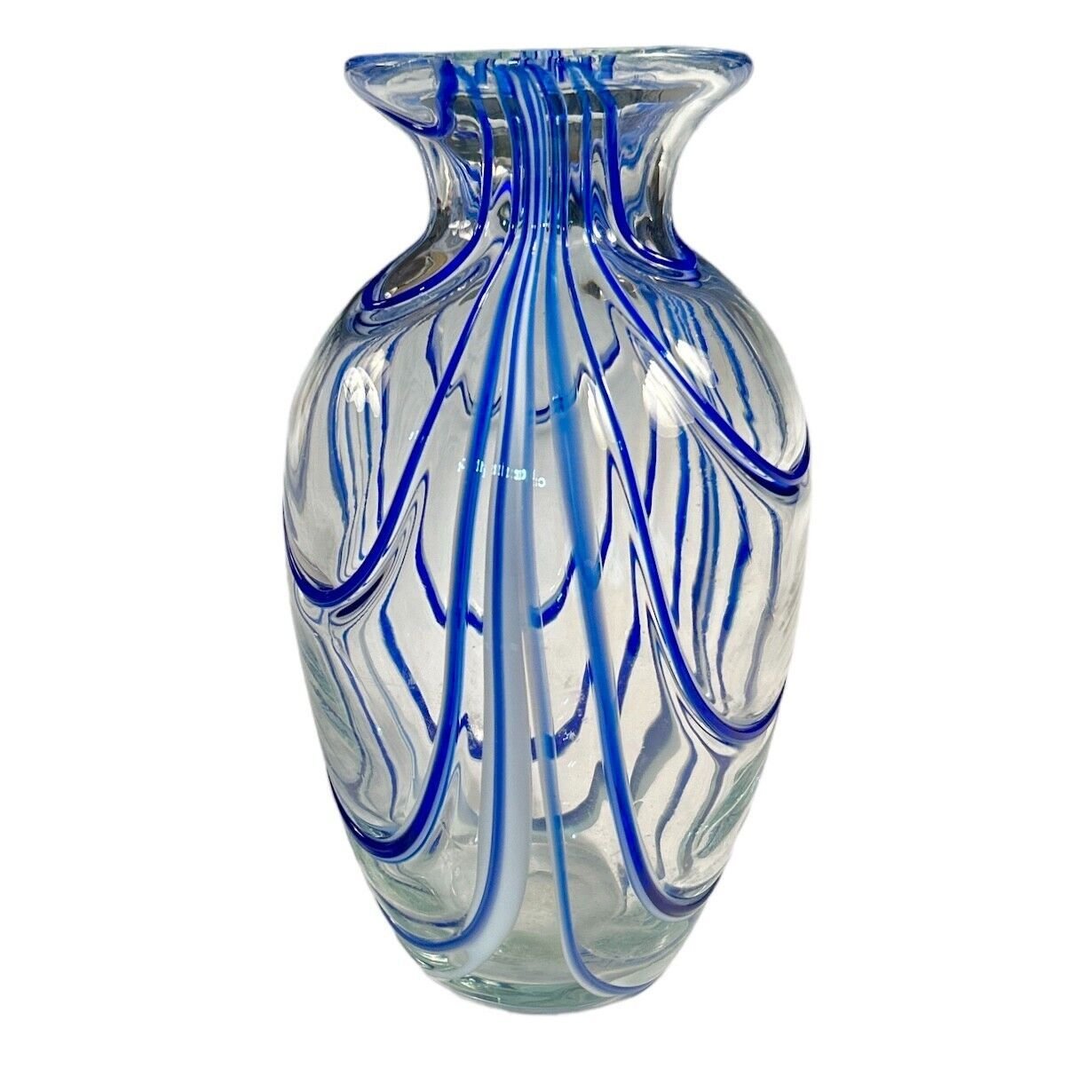Hand Blown Cobalt Blue Swirl Design Glass Vase fqIiemuT5
