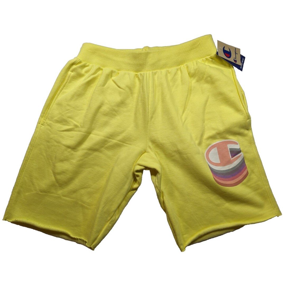 Champion Hippie Yellow Drawstring Shorts Men Large Reverse Weave Cut Off NWT 2jZqIGmI8