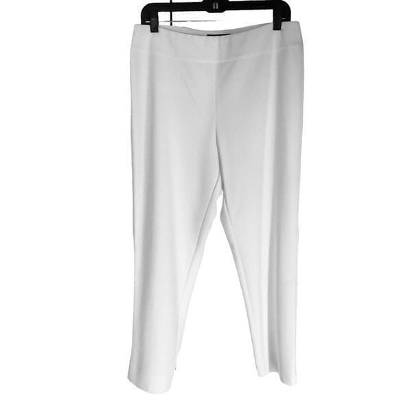 Krazy Larry Pants Pull On White Elastic Waist Ankle Slits Casual Women Size 14 9p6l59dQt