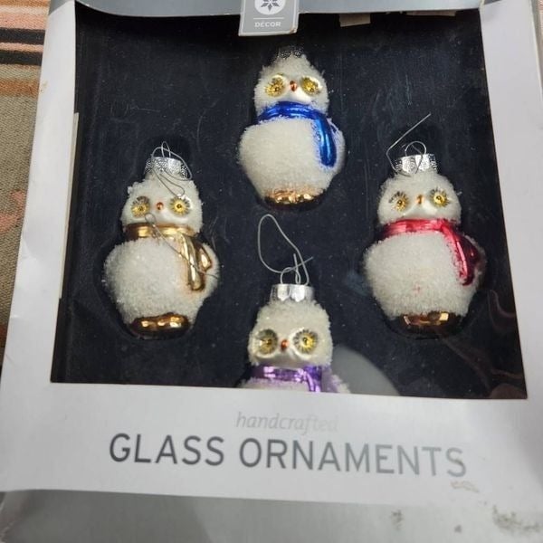Retro Glass Owl Christmas Ornaments Set Of 4 frPlvTIC1