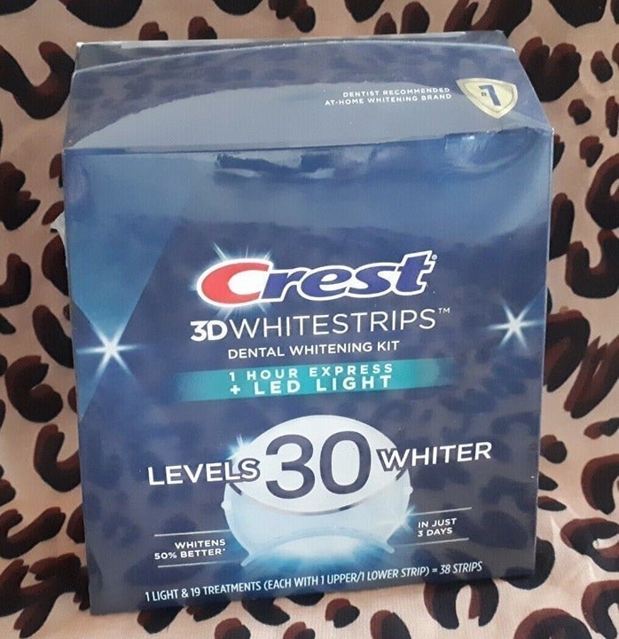 Crest 3D White Strips 1-Hour Express + LED Light Whitening Kit - 38 Strips NEW 6IaybHuvH