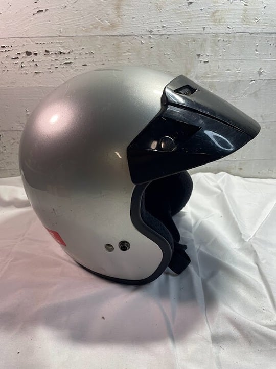 FULMER AF-255 Open Face Silver Motorcycle Helmet w/ Visor DOT Approved Large BE3hQOYvN